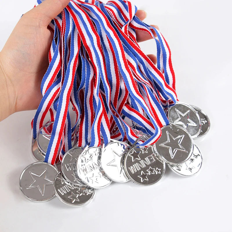 Gold Plastic Winner Medals & Trophies Kids Party Favors 5/10Pc Party Favor Medals Babs Medal-B 5pcs