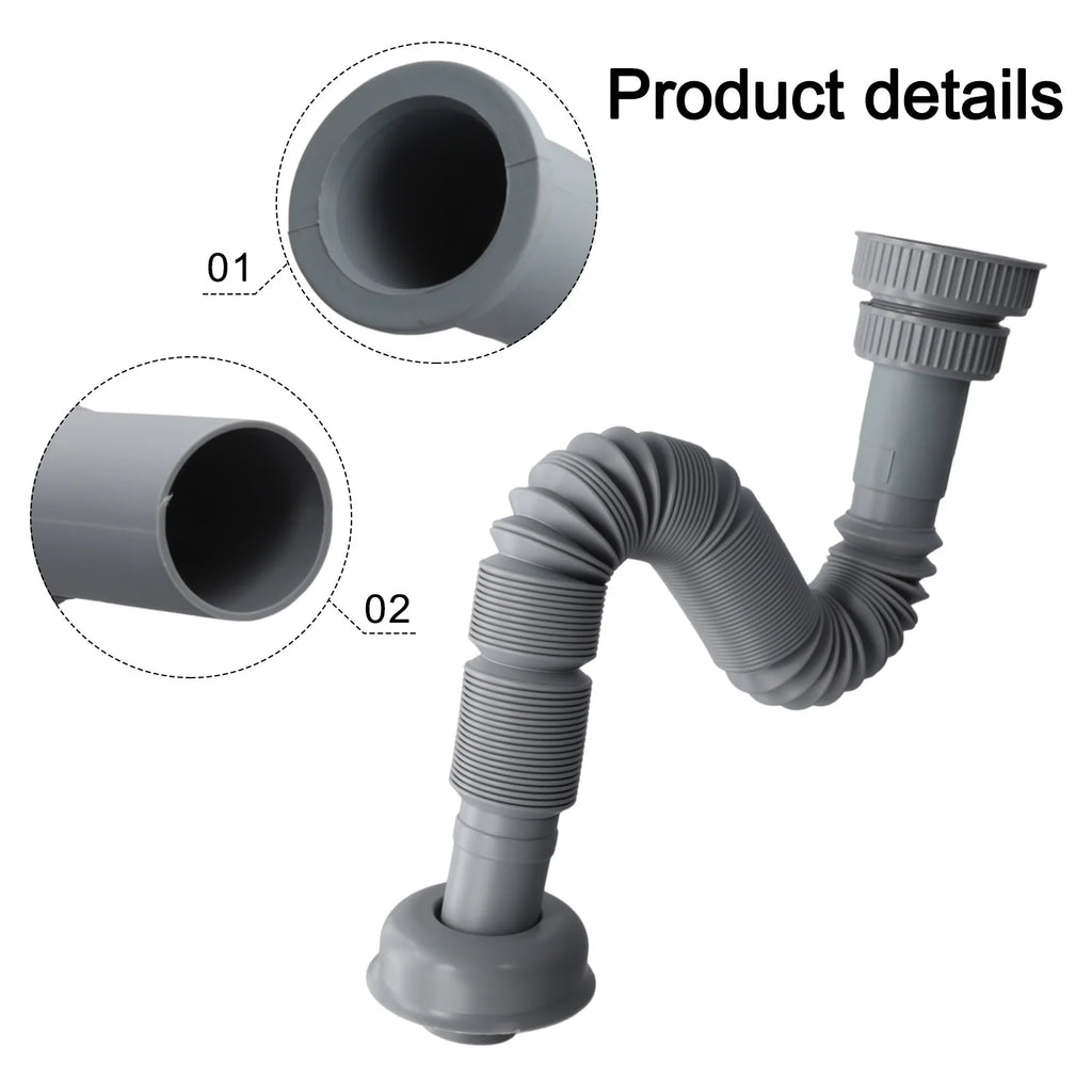 Kitchen Sink Drain Pipe – Fits 32/45/56mm | ABS Expandable Sink Drain Pipe Babs