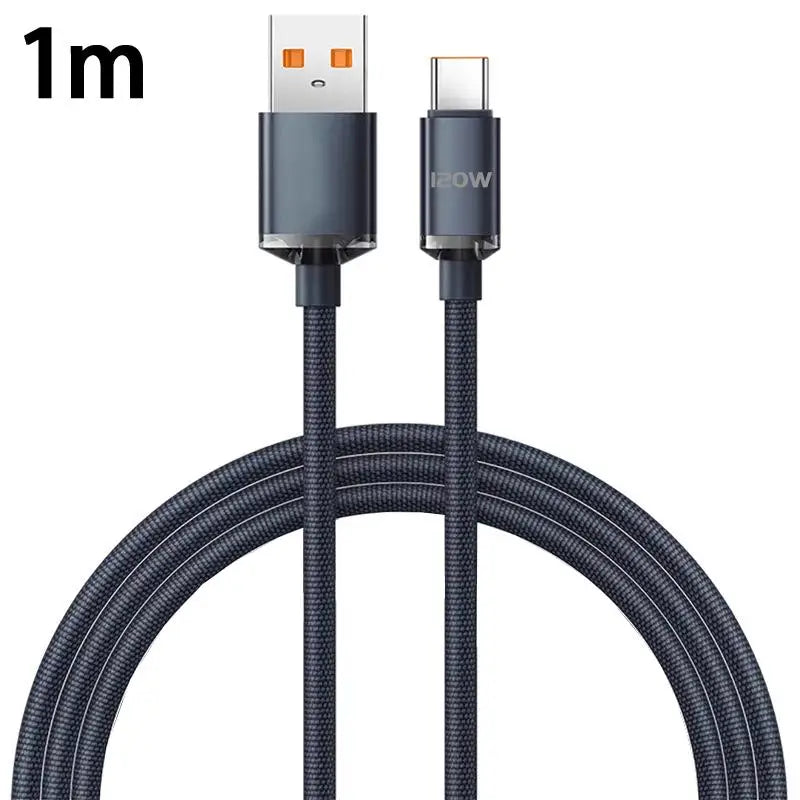 120W USB-C Fast Charging Cable 90° Elbow – 6A Nylon Braided USB-C Charging Cable Babs A5