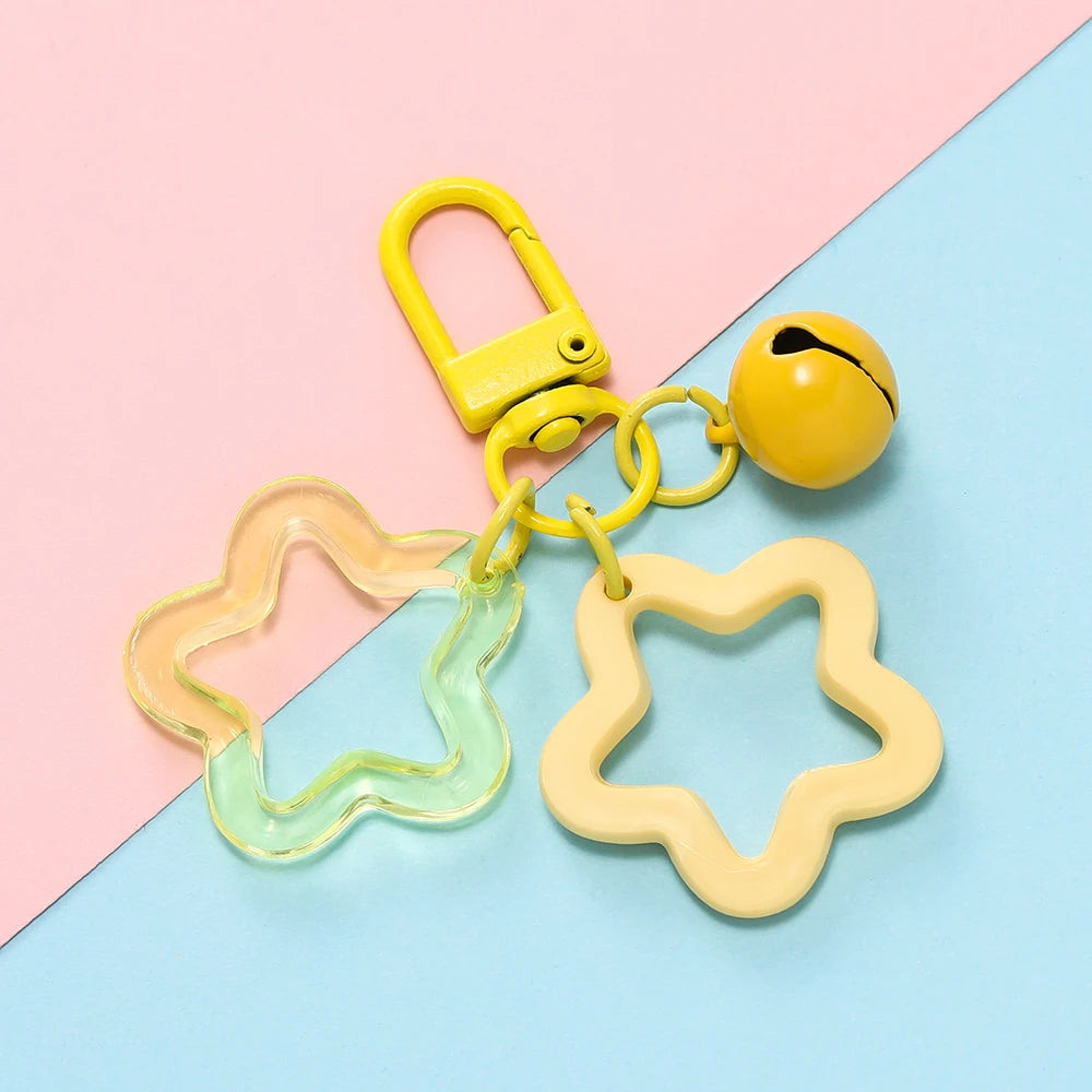 Hollow Star Charm Keychain with Bell & Acrylic Beads Charm Keychain Babs Y