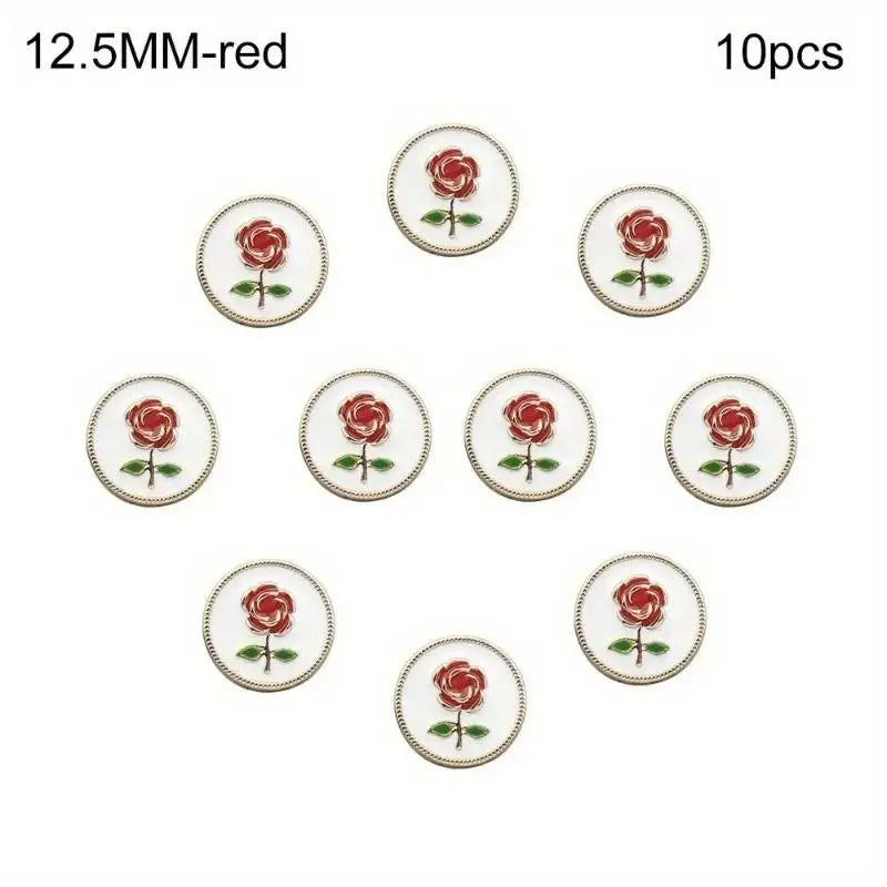10Pcs Rose Metal Snap Buttons – DIY Sewing Craft Accessories Decorative Sewing Buttons Babs