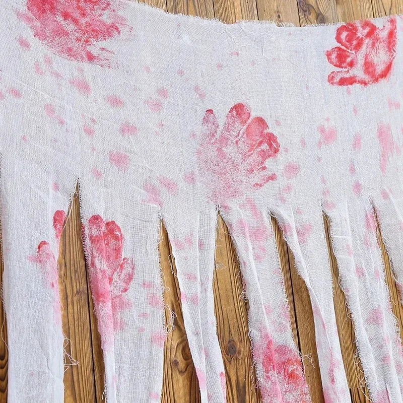 Halloween Blood Handprint Gauze Tablecloth – Haunted Décor Halloween Party Décor Babs