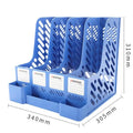 4-Column File Rack Desk Organizer – Books, Pens & Documents Desk File Organizer Babs Blue