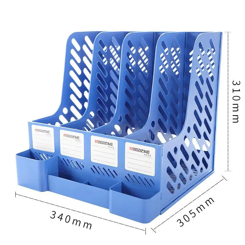 4-Column File Rack Desk Organizer – Books, Pens & Documents Desk File Organizer Babs Blue