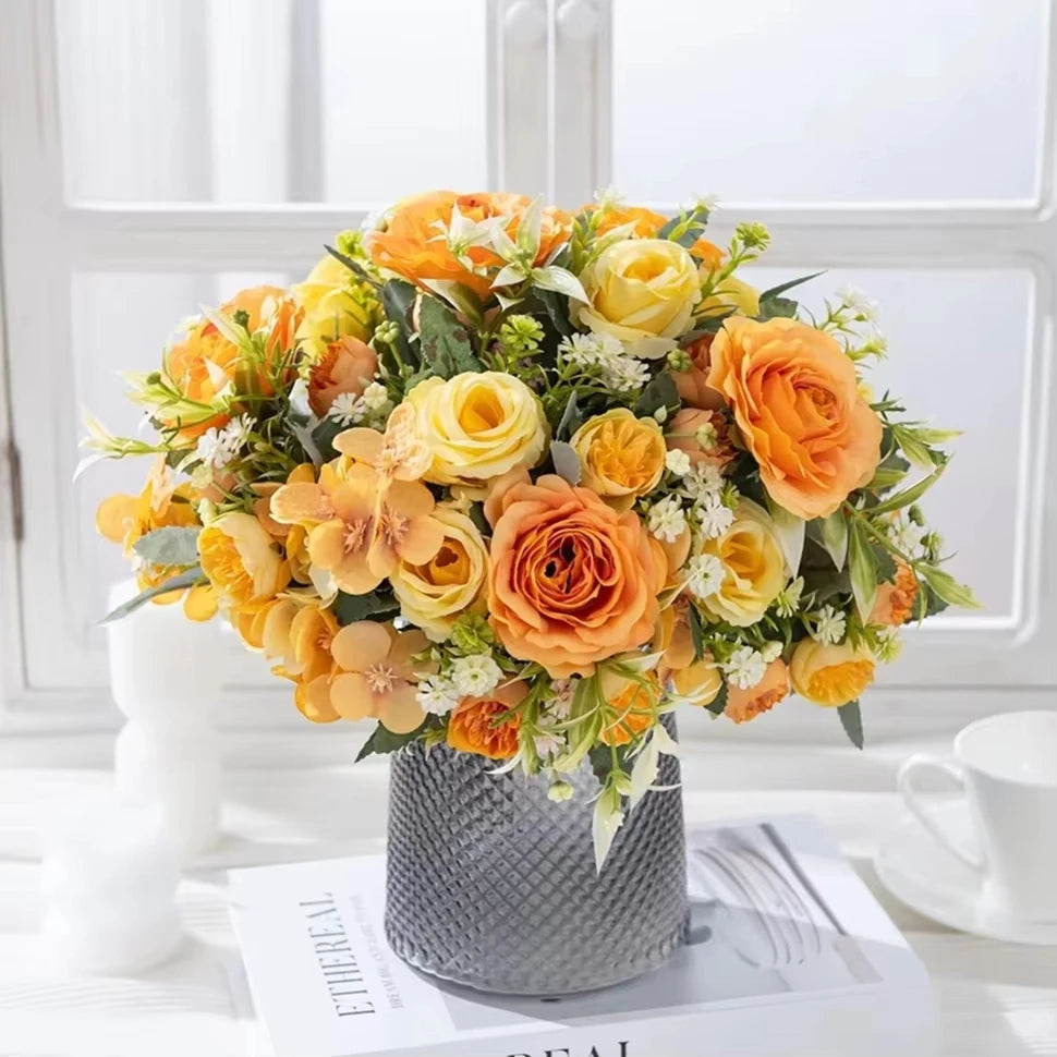Silk Rose Artificial Flower Bouquet – Wedding & Home Decor Artificial Silk Flower Babs