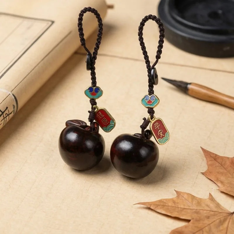Sandalwood Apple Car Pendant – Lucky Tassel Rearview Charm Car Hanging Ornament Babs