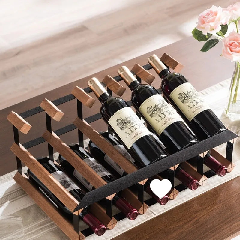 Luxury Wooden & Steel Decorative Wine Rack | Elegant Holder Decorative Wine Rack Babs