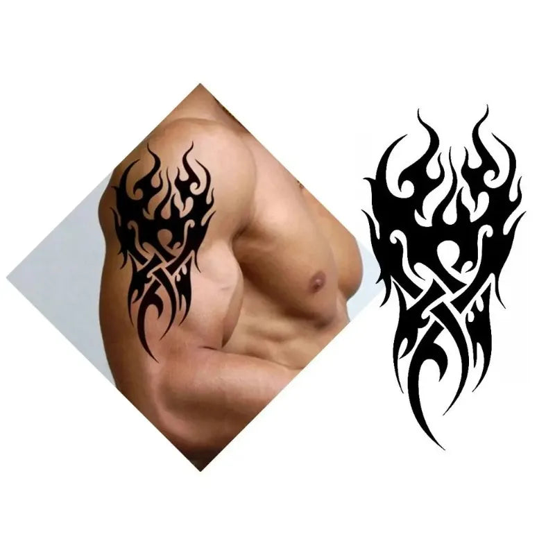 2pcs Tribal Dragon Fire Temporary Tattoos – Waterproof Stickers Temporary Tattoo Babs