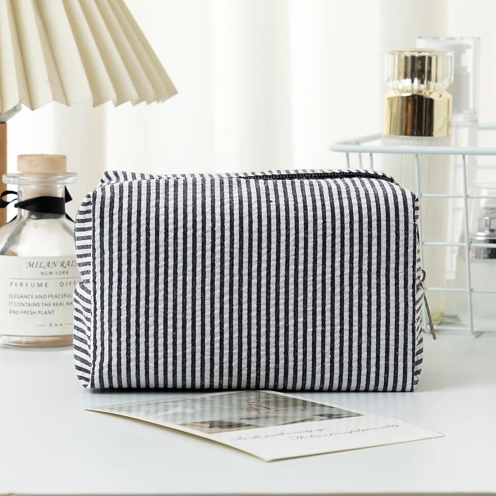 Striped Makeup Bag – Portable Travel Toiletry & Pencil Case Cosmetic Travel Bag Babs