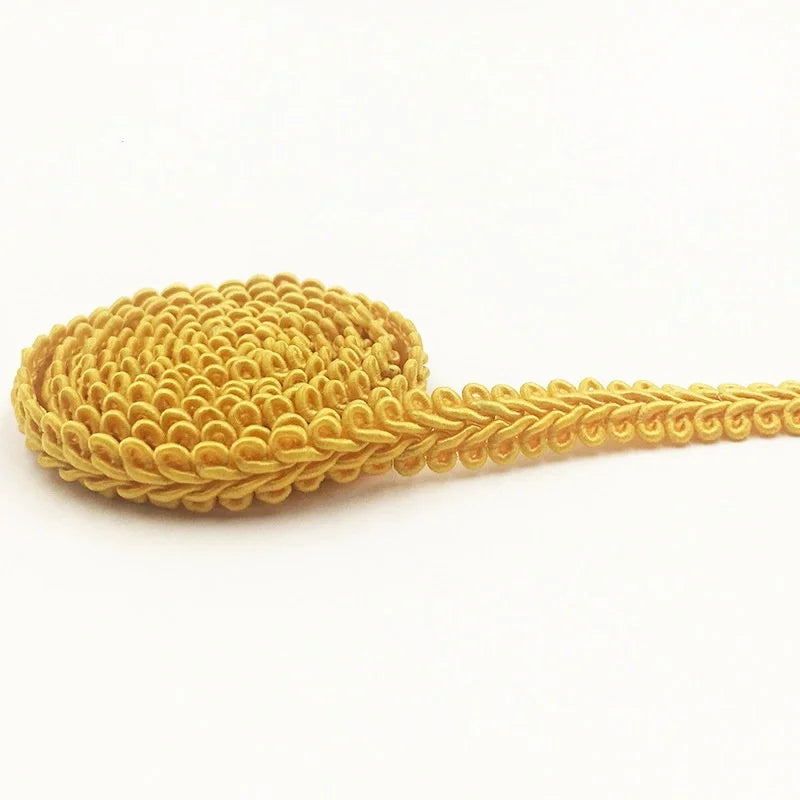 5M x 8mm Gold Silver Braided Lace Ribbon – DIY Sewing Trim Sewing Lace Trim Babs dark yellow