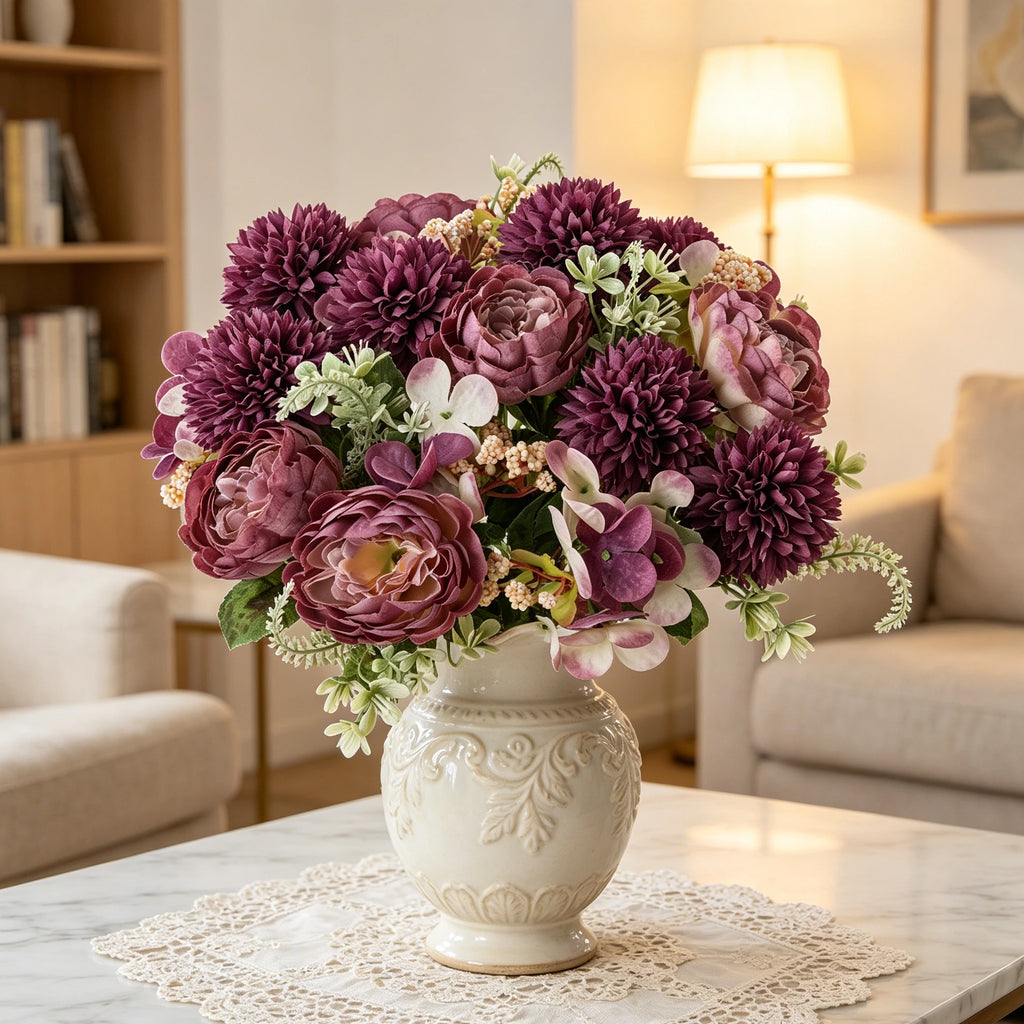 Artificial Silk Peony Hydrangea Bouquet – Wedding & Home Décor Artificial Flower Bouquet Babs
