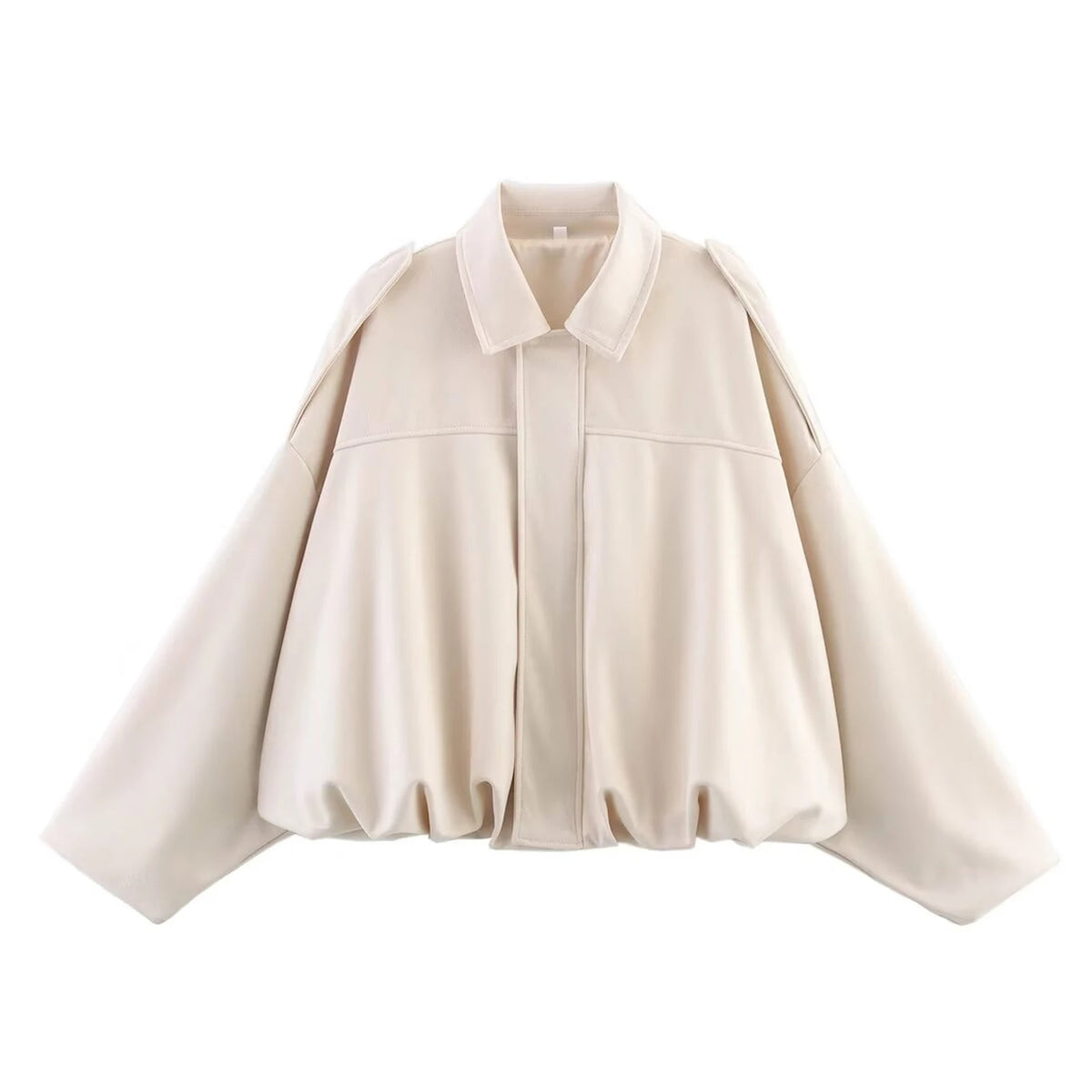 Women's Vintage Oversized Pilot Jacket – Puff Sleeve Streetwear Women's Pilot Jacket Babs White M