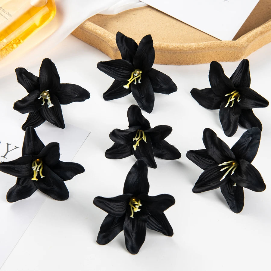 Artificial Silk Lily Flower Heads 10/20pcs – Wedding & DIY Decor Artificial Silk Flowers Babs black 20 pcs