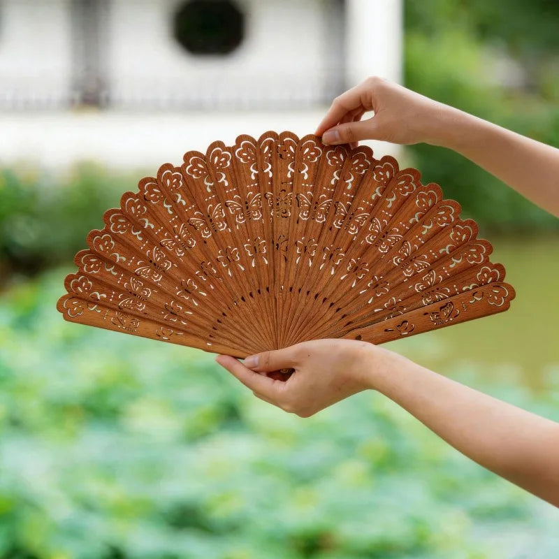 Vintage Hollow-Carved Wooden Folding Fan | Classical Decor Gift Decorative Folding Fan Babs