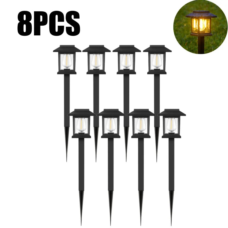 Solar Pathway Lights Outdoor Waterproof LED Garden Walkway Solar Pathway Lights Babs Warm-8PCS