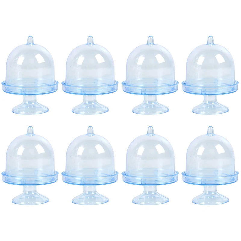 Clear Mini Cupcake Dessert Display Stand with Lid – 4/8pcs Cupcake Display Stand Babs Blue 8pcs