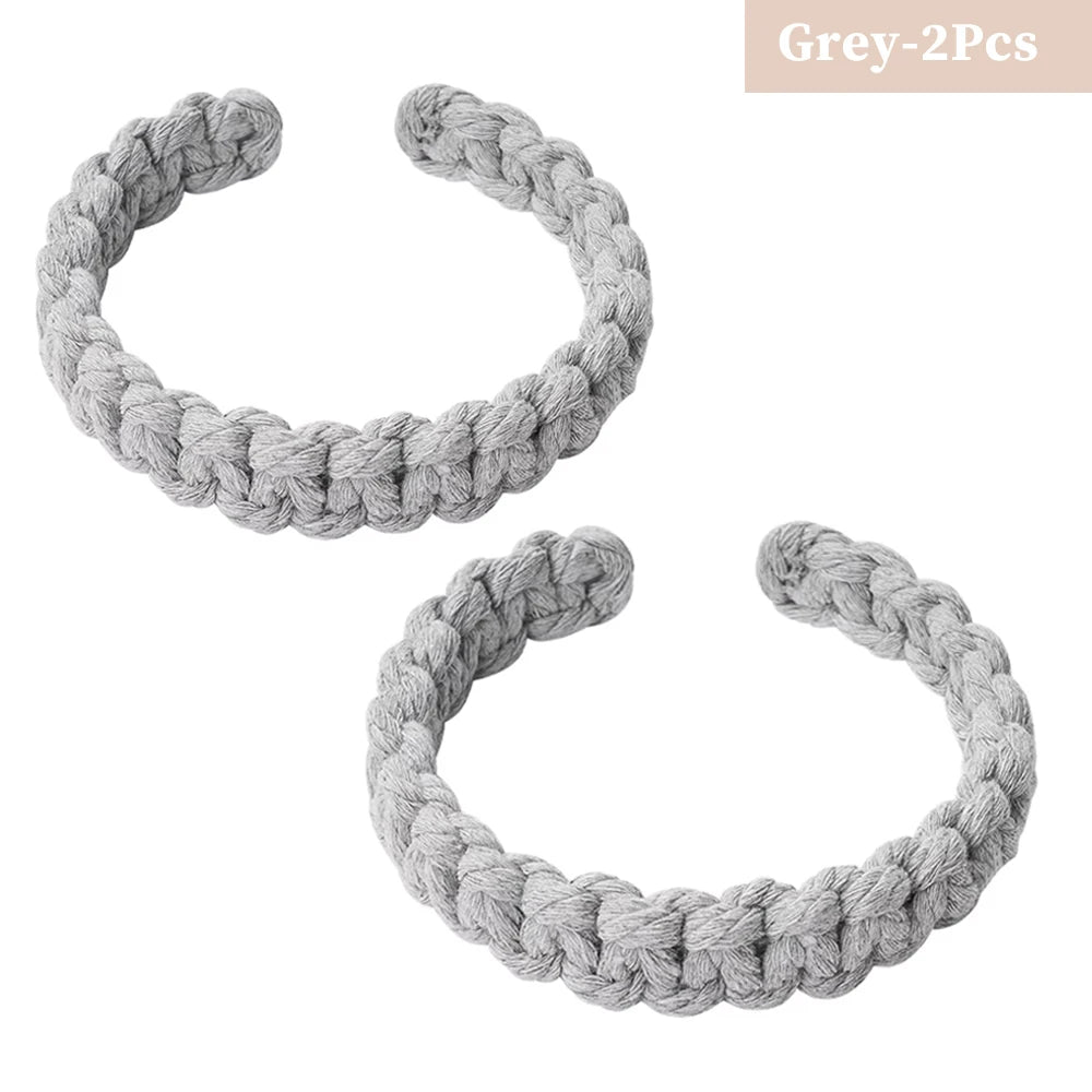 No-Drill Twist Curtain Tiebacks – Braided Rope Holdbacks Curtain Tiebacks Babs Grey 2Pcs