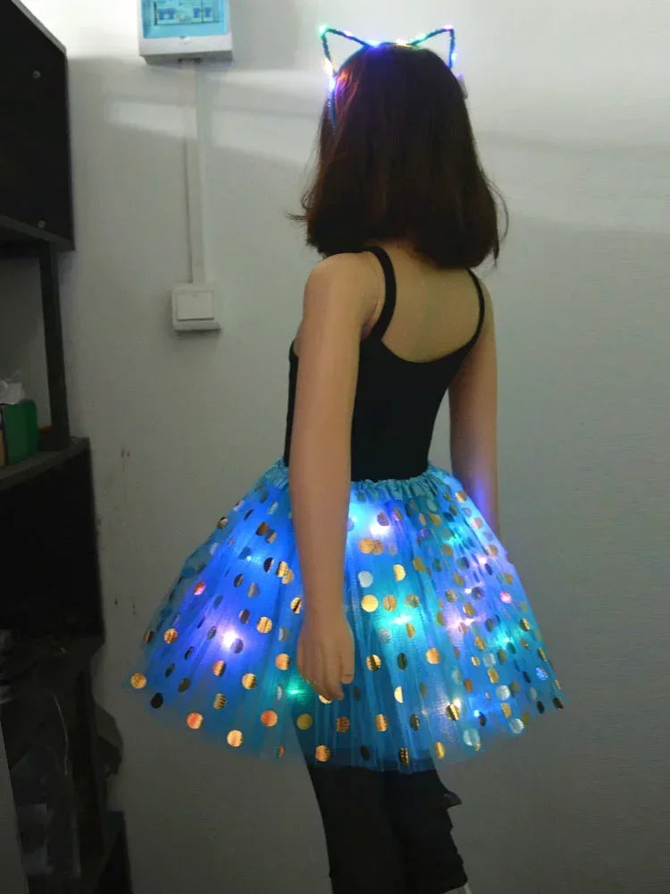 Light-Up Tutu Skirt & Animal Headband – Girls Glow Party
