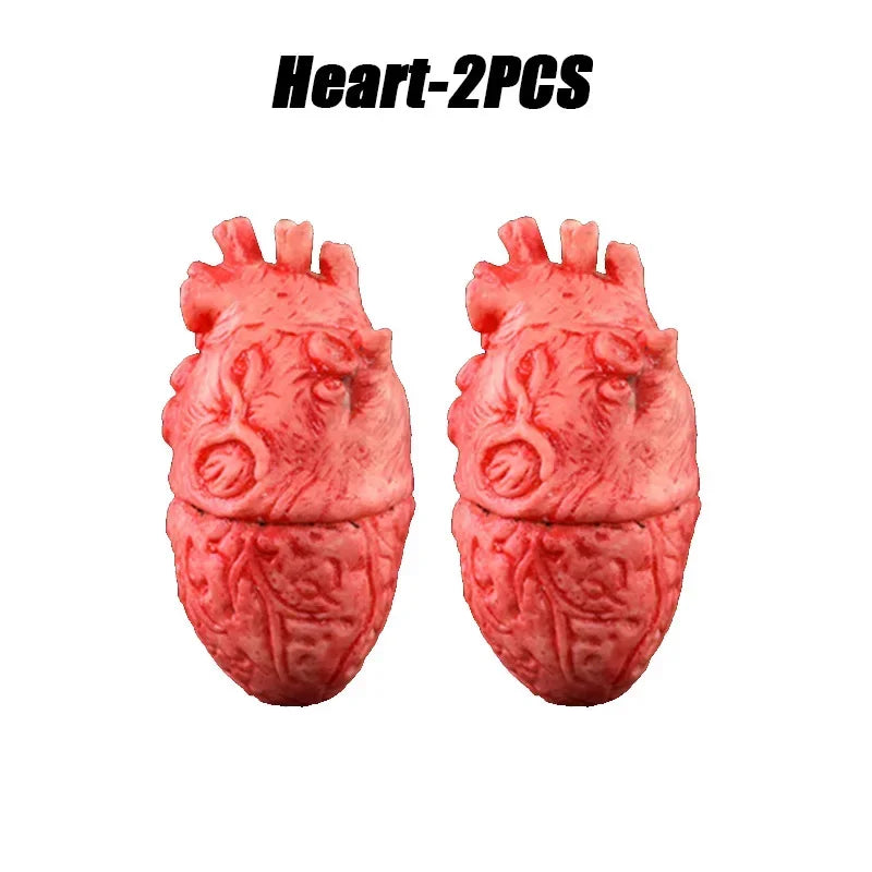 Realistic Halloween Fake Organ Props – Brain Heart Hand Foot Halloween Prop Decoration Babs Heart-2PCS