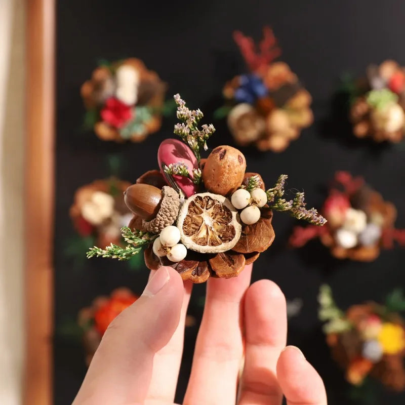 Pinecone Dried Flower Fridge Magnet – Handmade Home Decor Decorative Fridge Magnet Babs