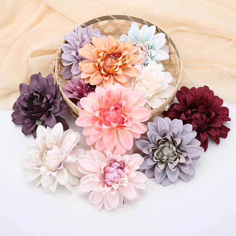 3/5Pcs Dahlia Silk Artificial Flower Heads – DIY Wreath & Decor Artificial Silk Flowers Babs