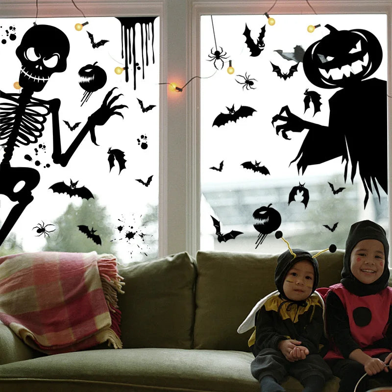 Halloween Removable Wall & Window Stickers – Bat Ghost Pumpkin Halloween Wall Stickers Babs
