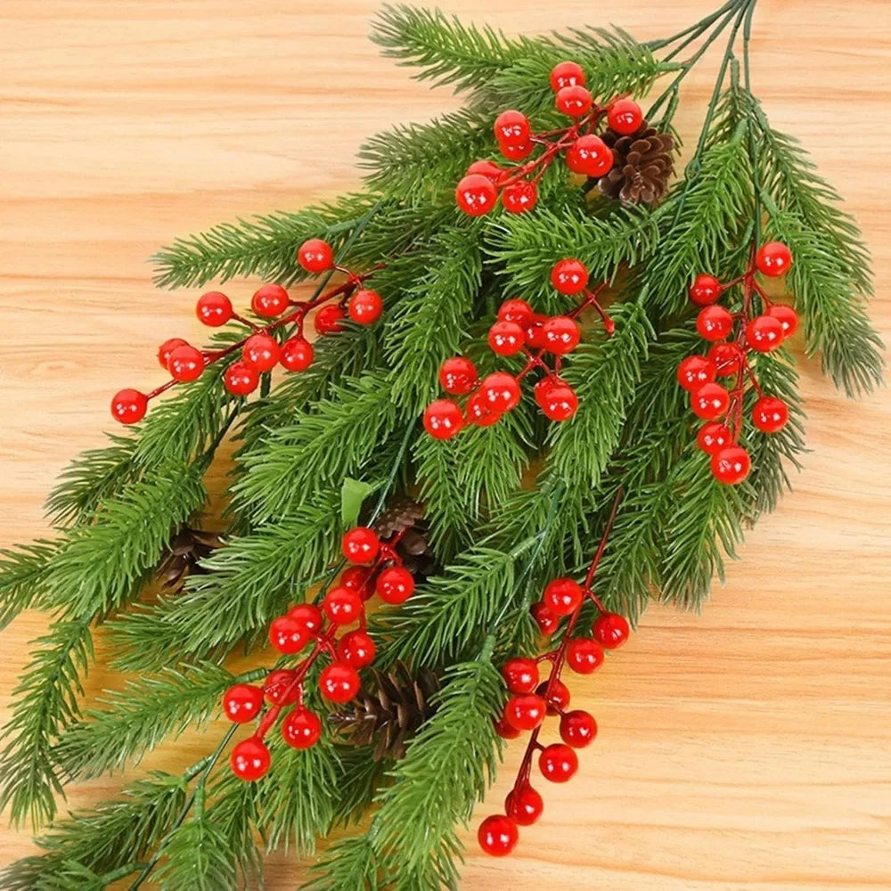 10Pcs Artificial Red Berry Holly Pine Branches – Christmas Decor Christmas Branch Decor Babs
