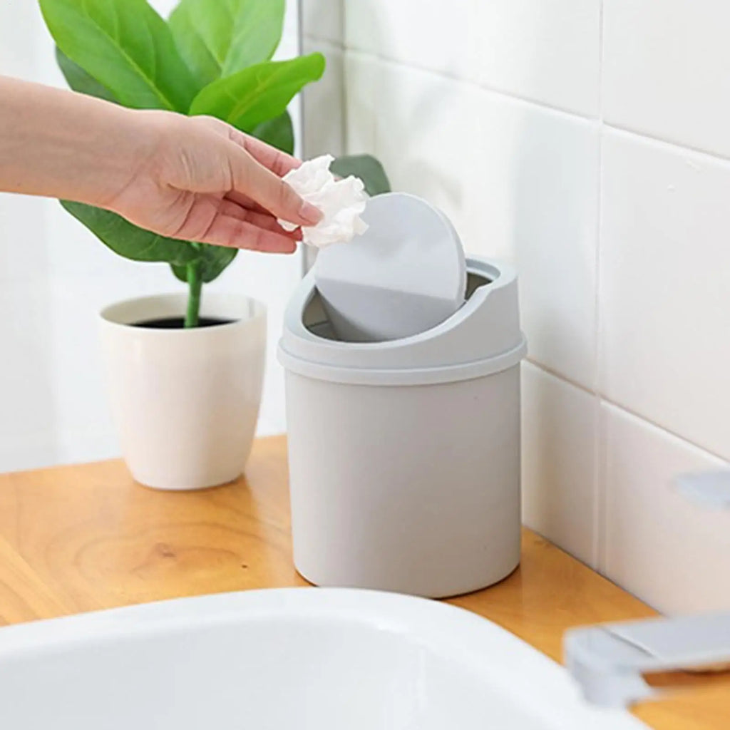 Mini Desktop Trash Can with Lid – Small Tabletop Waste Bin Desktop Trash Can Babs