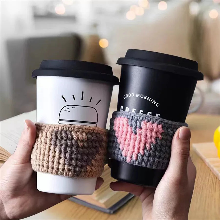 Hand-Knitted Wool Cup Sleeve – Heat-Insulating Drink Cover Wool Cup Sleeve Babs