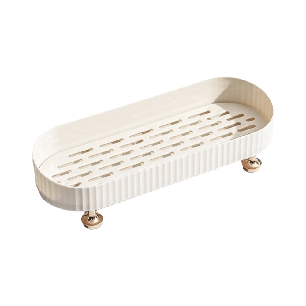 Bathroom Vanity Tray – Large Countertop Organizer Anti-Slip Vanity Organizer Tray Babs White