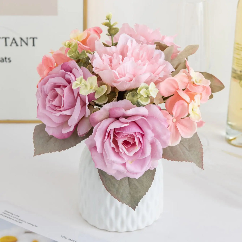 Silk Rose & Peony Artificial Bouquet – Wedding & Home Décor Artificial Flower Bouquet Babs