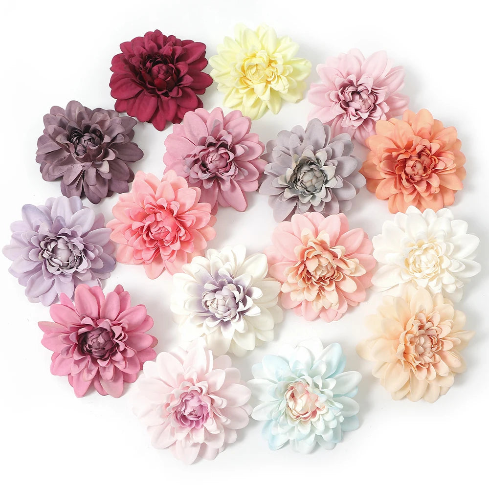 3/5Pcs Dahlia Silk Artificial Flower Heads – DIY Wreath & Decor Artificial Silk Flowers Babs