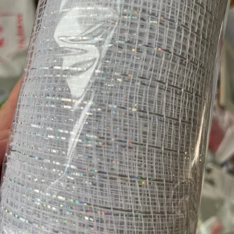 10 Yards Christmas Mesh Tulle Ribbon Roll – Gold & Silver Christmas Mesh Ribbon Babs Laser 1PCS