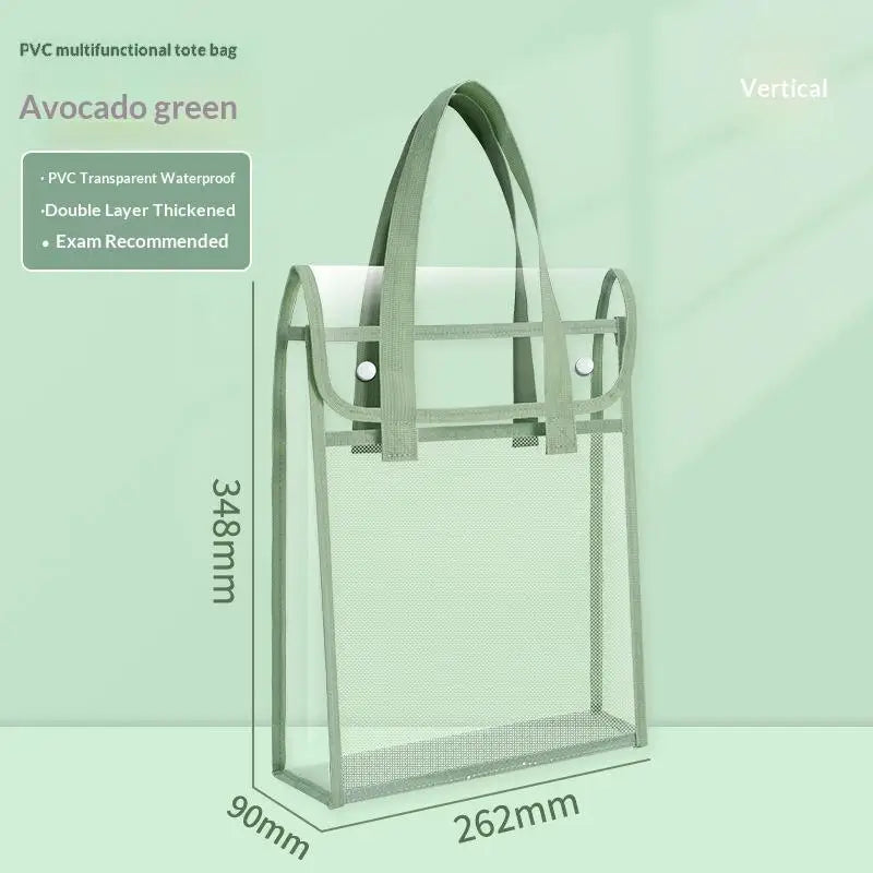 Transparent PVC Exam Tote Bag – Waterproof & Mesh Pockets Clear PVC Tote Bag Babs A3