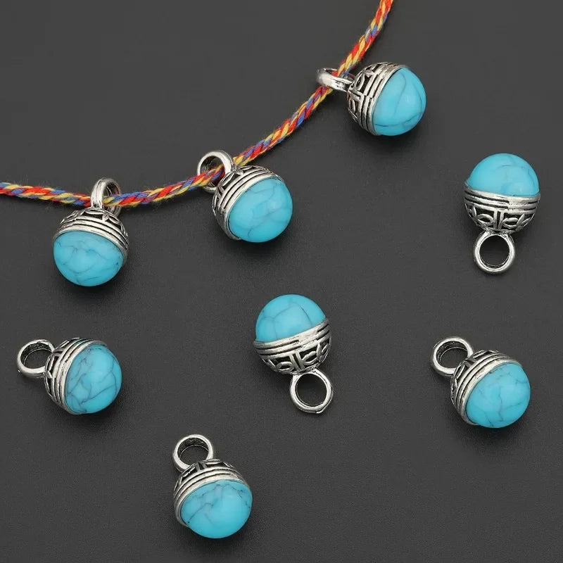 4pcs Vintage Blue Turquoise Hollowed-Out Pendant Set | DIY Jewelry Pendant Set Babs