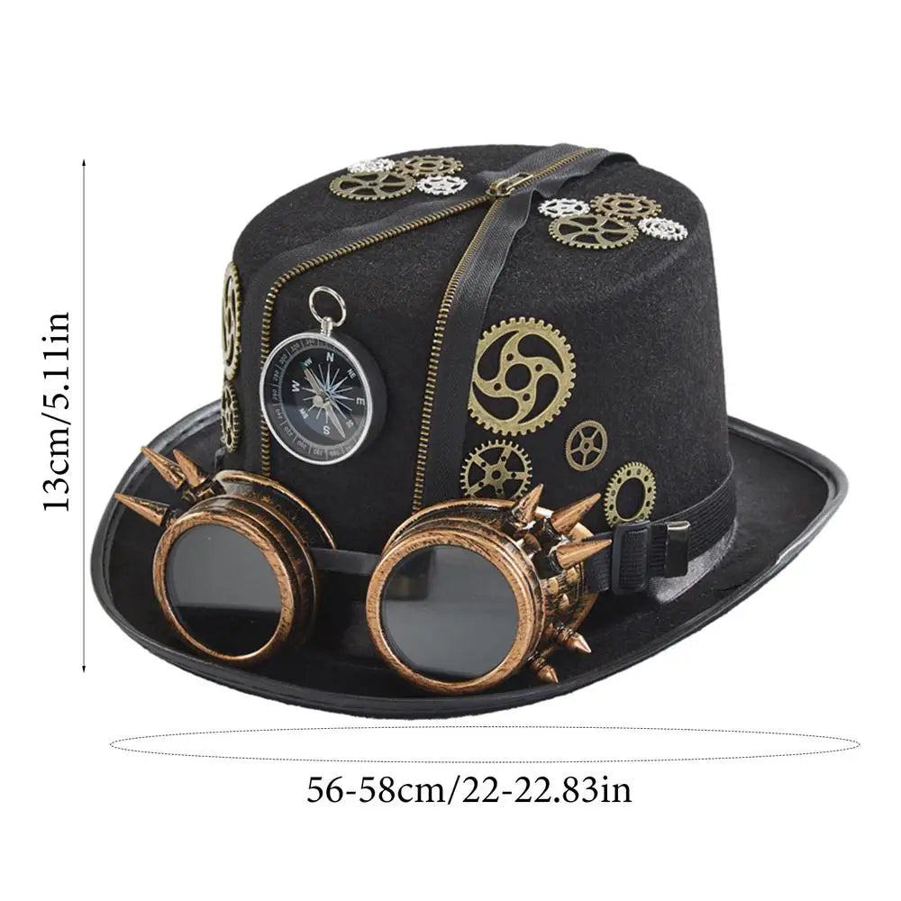 Steampunk Gothic Top Hat – Victorian Gears & Goggles Costume Costume Top Hat Babs Black