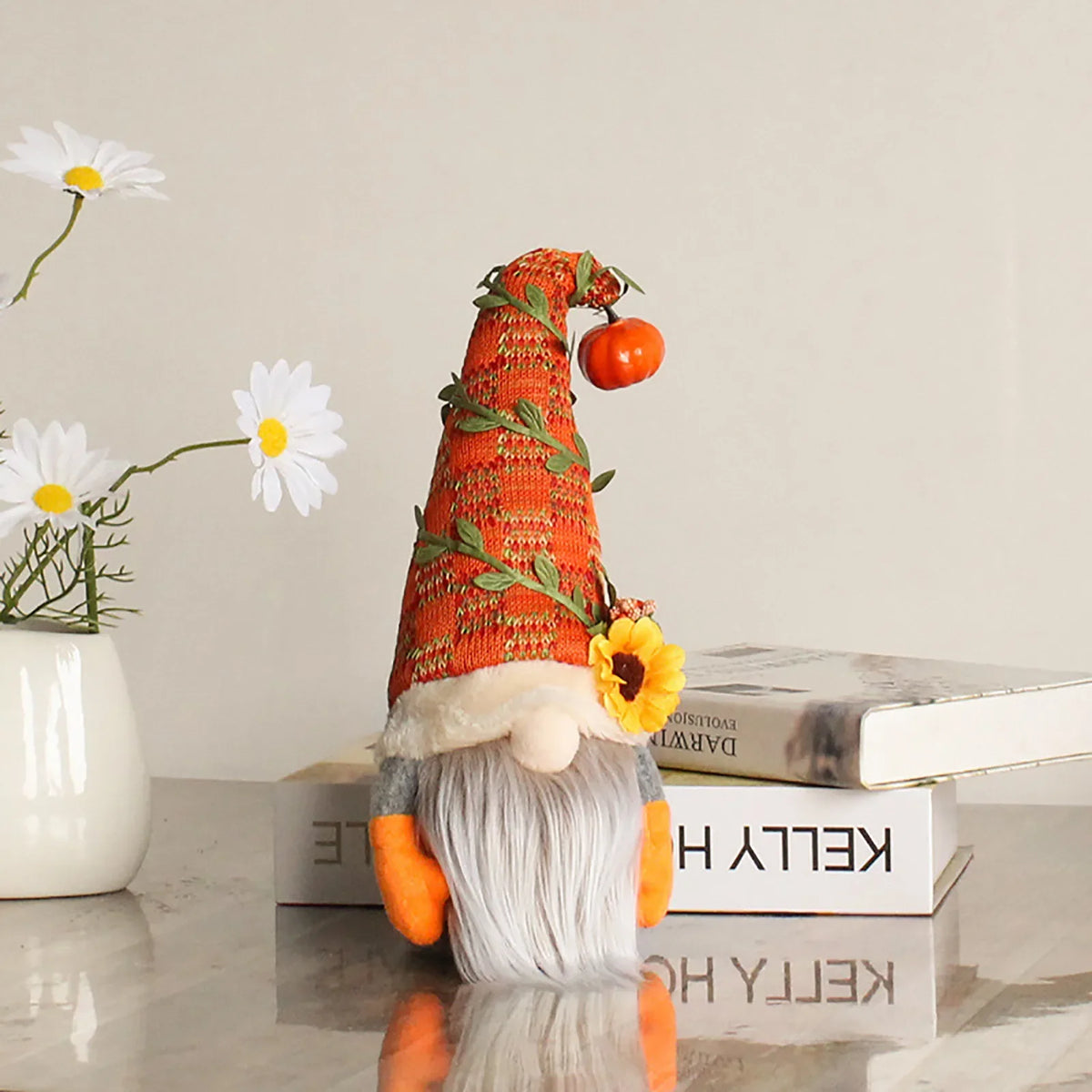 Fall Harvest Gnome Plush Doll – Autumn Thanksgiving Décor Holiday Gnome Decor Babs Orange
