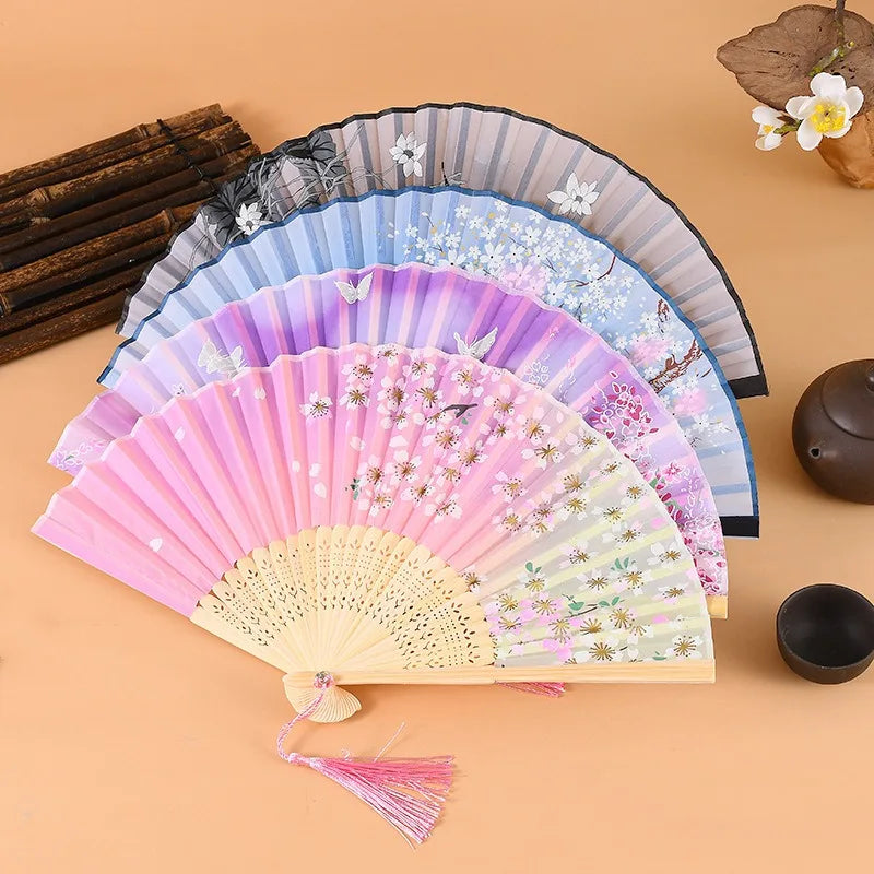 Chinese Foldable Hand Fan – Bamboo & Cloth, Wedding Wholesale Foldable Hand Fan Babs