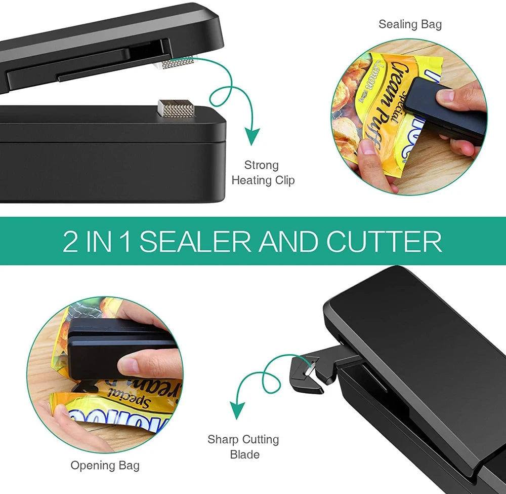2-in-1 Mini Rechargeable Heat Bag Sealer & Cutter | Portable Heat Bag Sealer Babs
