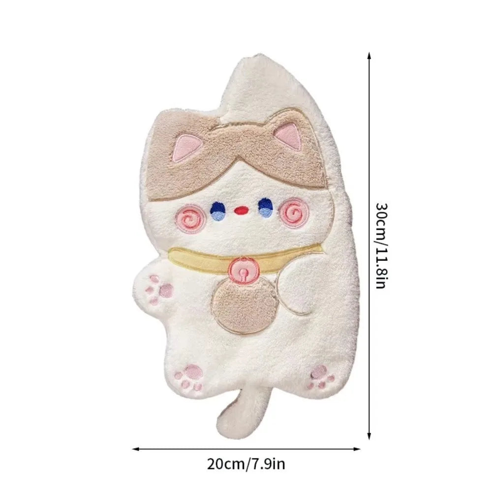 Cartoon Cat Coral Velvet Hand Towel – Quick Dry Absorbent Hand Towel Babs K