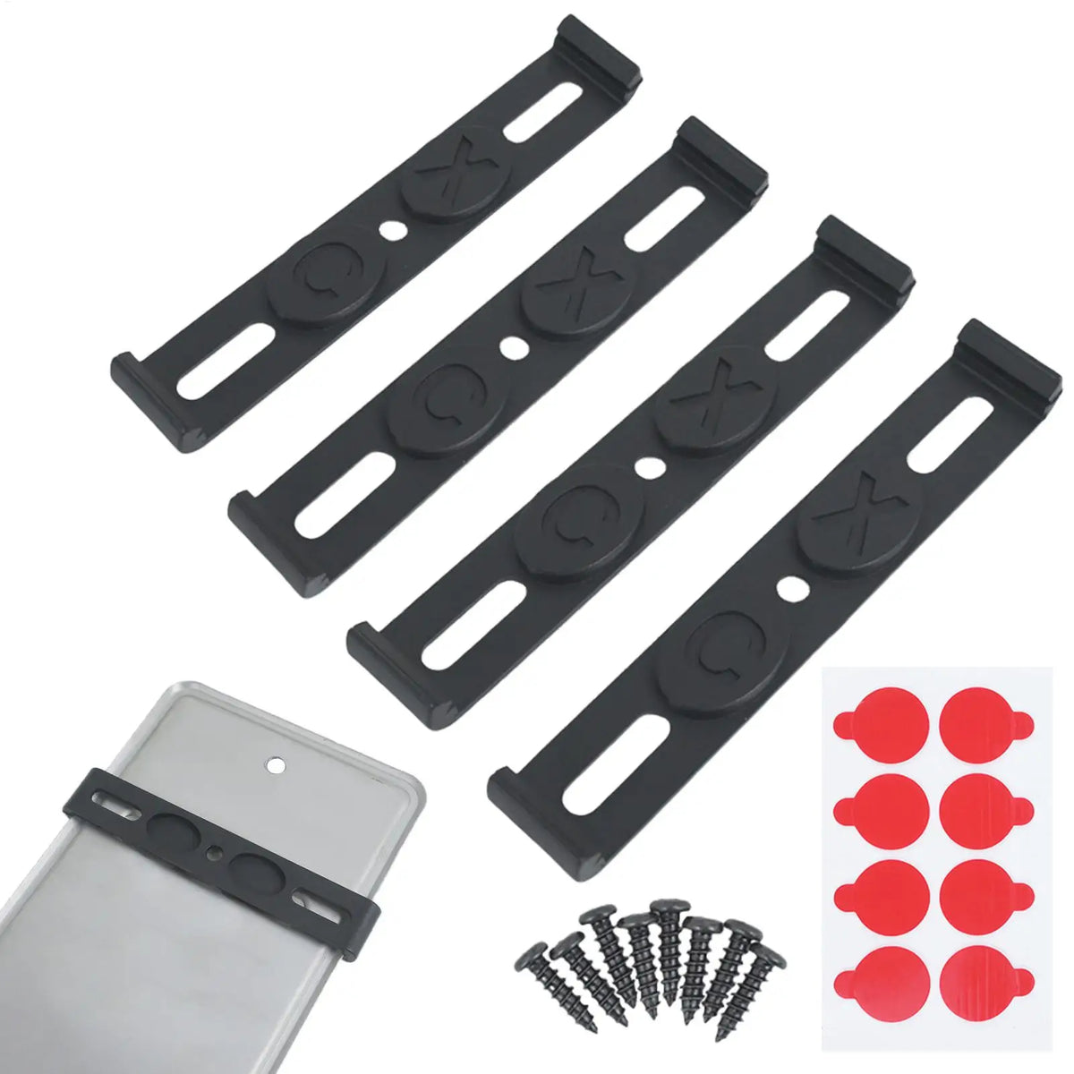 Frameless License Plate Holder – Weatherproof Universal ABS 4-Pack License Plate Holder Babs