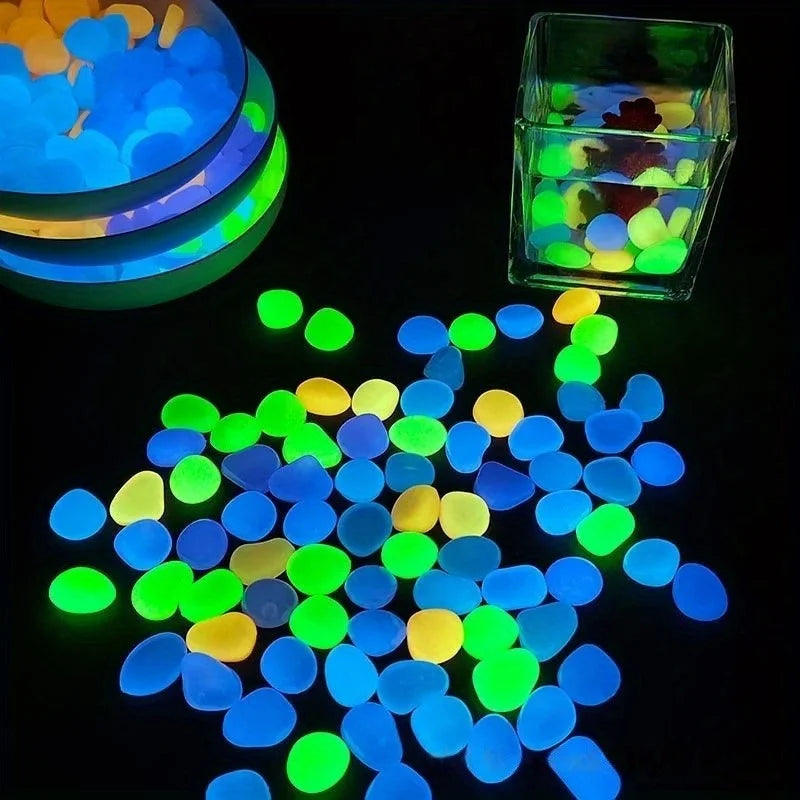 1200 Pcs Glow in the Dark Pebbles – Garden & Fish Tank Stones Decorative Garden Pebbles Babs
