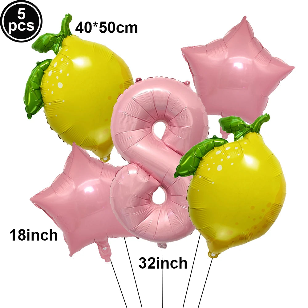 Lemon Foil Balloon Set with 32" Number Balloons – Party Decor