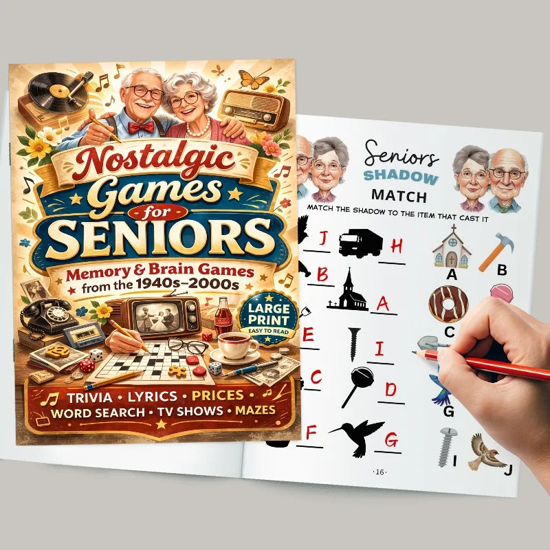 Nostalgic Activity Books for Seniors – Brain-Training Set of 2 Senior Activity Books Babs
