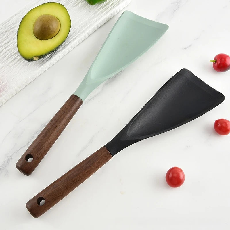 Silicone Cooking Spatula Wooden Handle – Non-Stick Safe Silicone Spatula Babs
