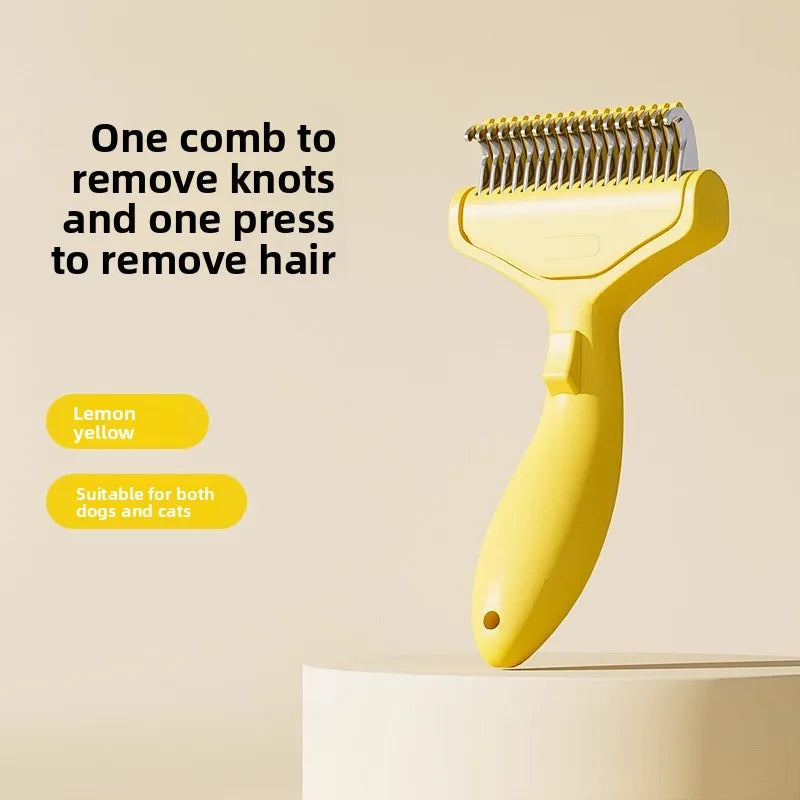 Pet Deshedding Brush – Stainless Steel Cat & Dog Grooming Pet Grooming Brush Babs YELLOW
