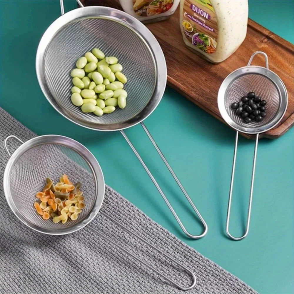 3-Piece Stainless Steel Mesh Strainer Set – S/M/L Kitchen Sieve Kitchen Mesh Strainer Babs