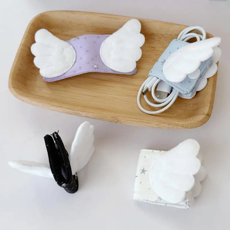 Angel Wing Fabric Cable Storage Clip – Star Print Cord Organizer Cable Storage Clip Babs