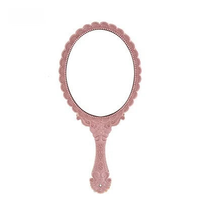 Vintage Embossed Floral Hand Mirror – Portable Makeup Mirror Cosmetic Hand Mirror Babs pink