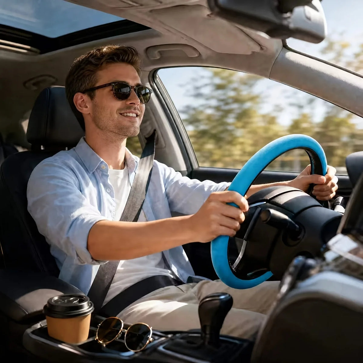Silicone & Faux Leather Steering Wheel Cover – Round & D-Shape Steering Wheel Cover Babs